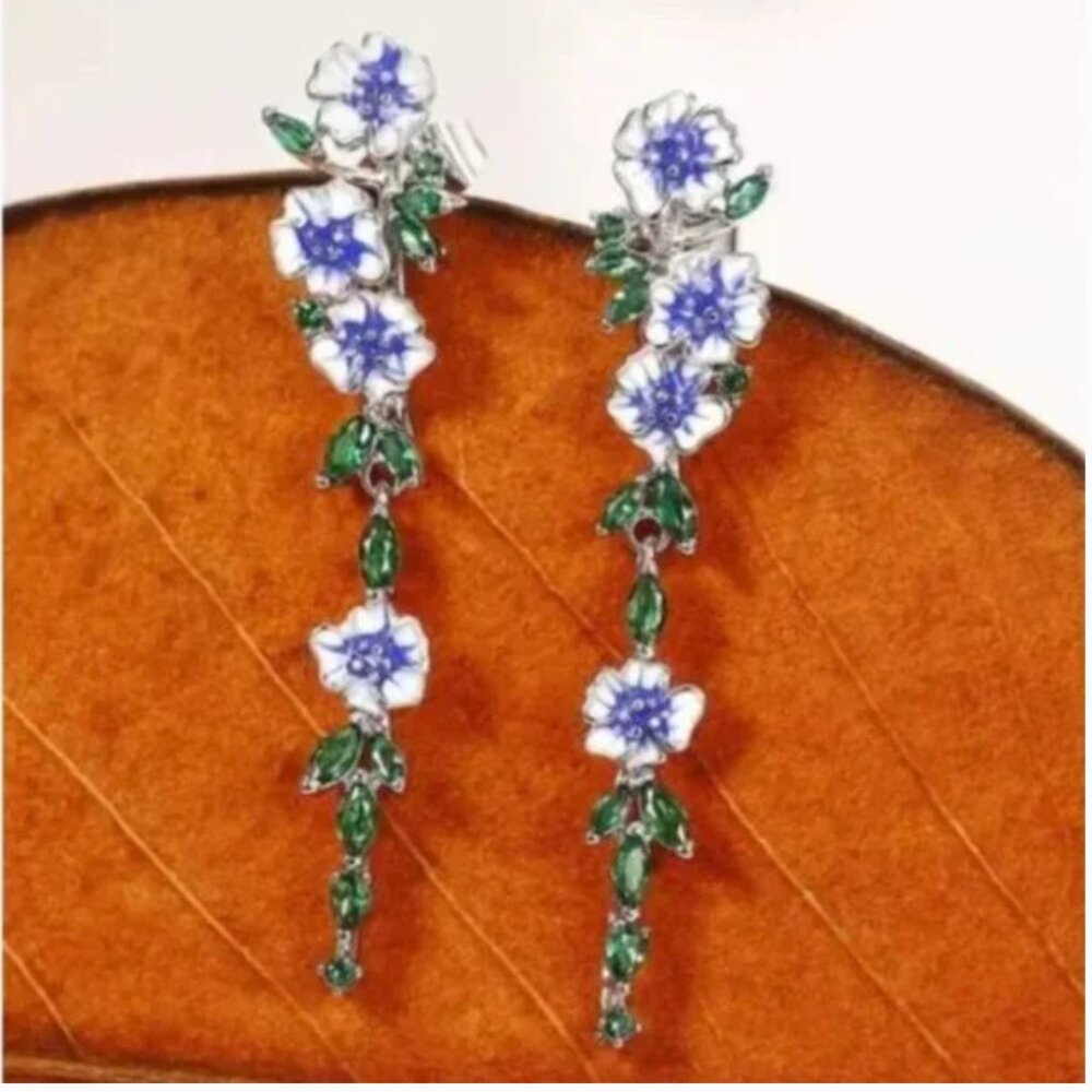 ❤️ FREE Long Drop Flower Floral Hipster Hippie Drop Hipster Chic Glam Earrings